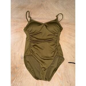 Michael Kors Radiant Chain Over the Shoulder One-Piece olive green size 12